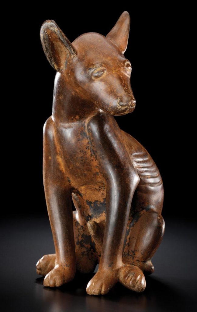Ancient Colima dog sculpture resembling the modern Xoloitzcuintli dog of Mexico